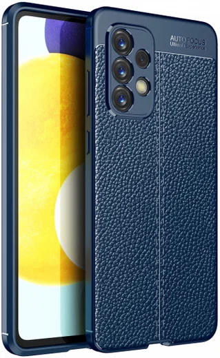 Samsung Galaxy A33 Hoesje Back Cover met Kunstleer Textuur Blauw afbeelding 1