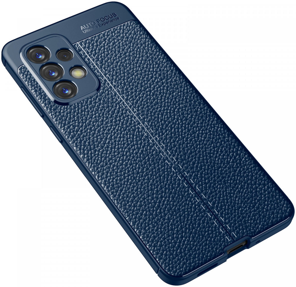 Samsung Galaxy A33 Hoesje Back Cover met Kunstleer Textuur Blauw afbeelding 2