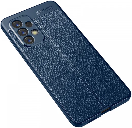 Samsung Galaxy A33 Hoesje Back Cover met Kunstleer Textuur Blauw afbeelding 2