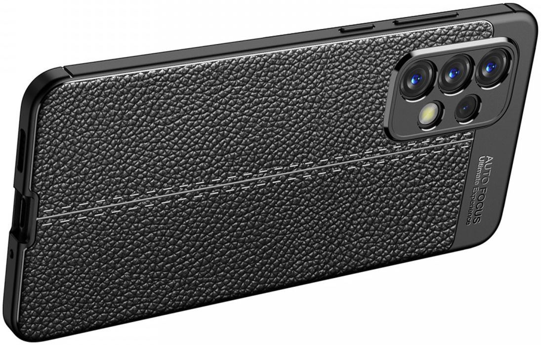 Samsung Galaxy A33 Hoesje Back Cover met Kunstleer Textuur Blauw afbeelding 3