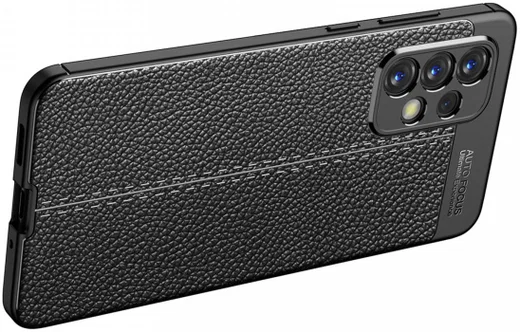 Samsung Galaxy A33 Hoesje Back Cover met Kunstleer Textuur Blauw afbeelding 3