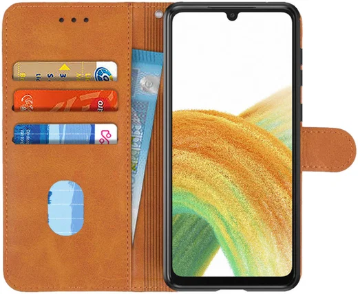 Samsung Galaxy A33 Hoesje Portemonnee Wallet Book Case Bruin afbeelding 1