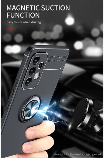 Samsung Galaxy A33 Hoesje met Magnetische Kickstand Ring Zwart afbeelding 3