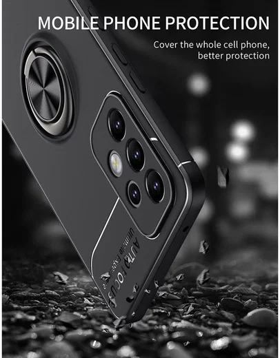 Samsung Galaxy A33 Hoesje met Magnetische Kickstand Ring Zwart afbeelding 4