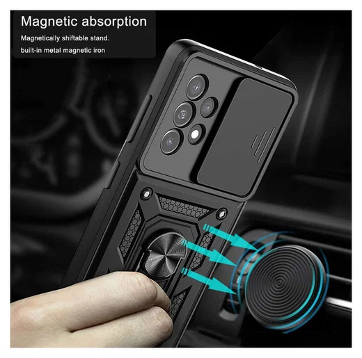 Samsung Galaxy A33 Hoesje met Camera Slider en Kickstand Ring Blauw afbeelding 6