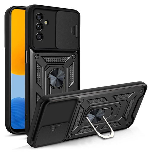 Samsung Galaxy M52 5G Hoesje met Camera Slider en Kickstand Ring Zwart afbeelding 1