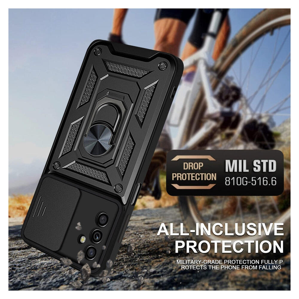 Samsung Galaxy M52 5G Hoesje met Camera Slider en Kickstand Ring Zwart afbeelding 3