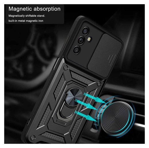 Samsung Galaxy M52 5G Hoesje met Camera Slider en Kickstand Ring Zwart afbeelding 4