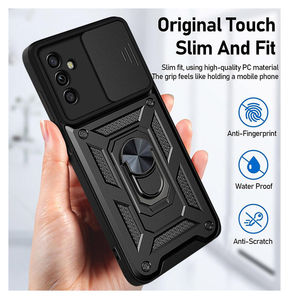 Samsung Galaxy M52 5G Hoesje met Camera Slider en Kickstand Ring Zwart afbeelding 5