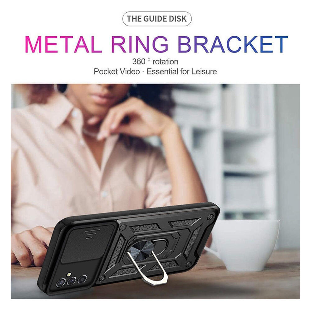 Samsung Galaxy M52 5G Hoesje met Camera Slider en Kickstand Ring Zwart afbeelding 6