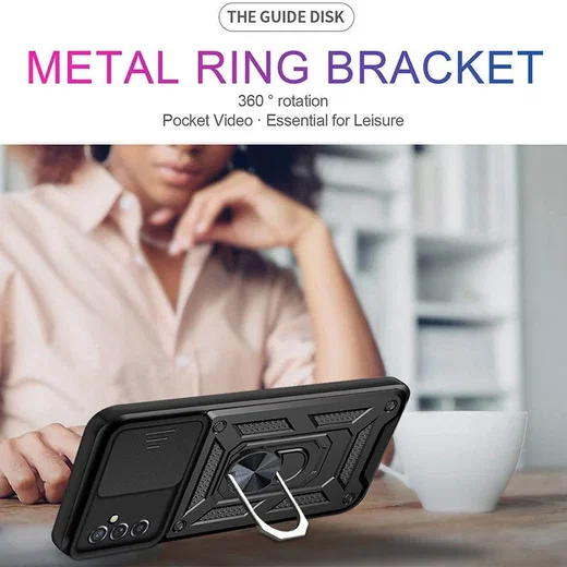 Samsung Galaxy M52 5G Hoesje met Camera Slider en Kickstand Ring Rood afbeelding 6