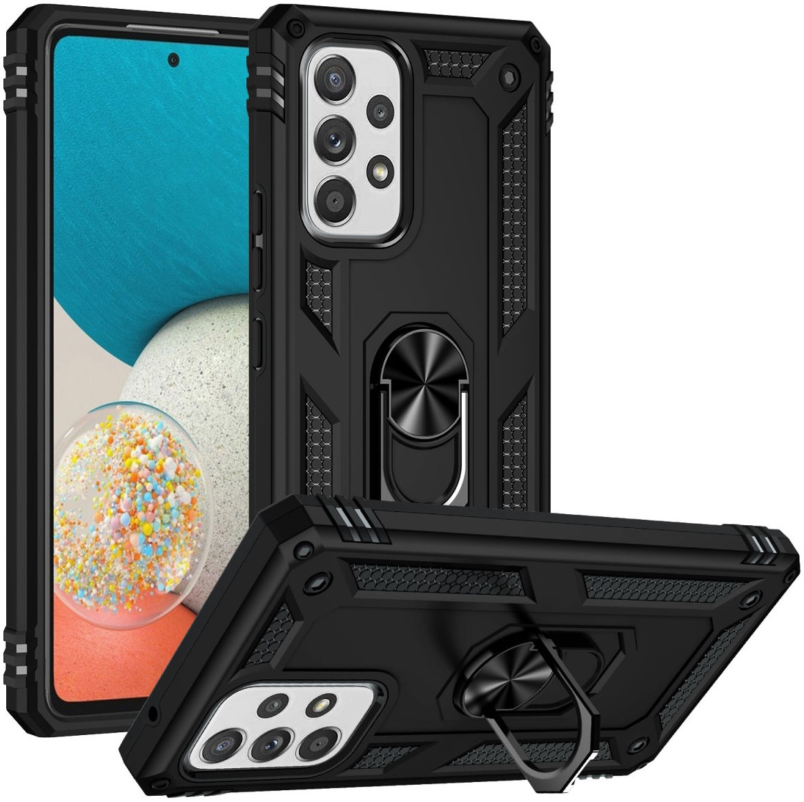 Samsung Galaxy A53 Hybride Hoesje met Kickstand Ring Zwart afbeelding 1