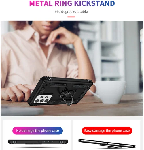 Samsung Galaxy A53 Hybride Hoesje met Kickstand Ring Zwart afbeelding 7