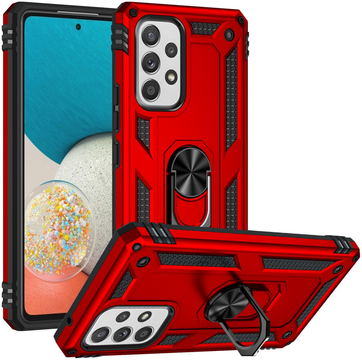 Samsung Galaxy A53 Hybride Hoesje met Kickstand Ring Rood afbeelding 1