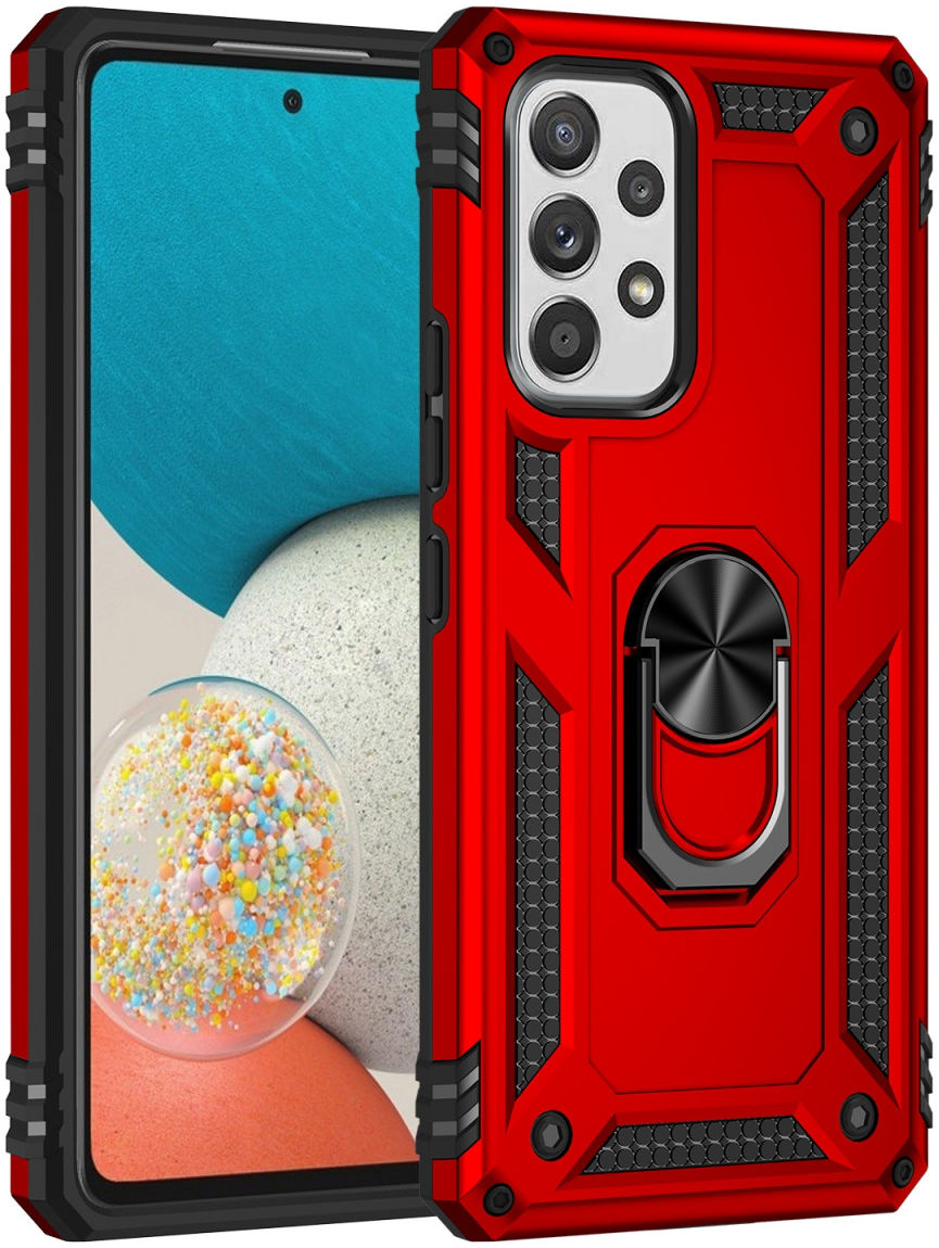 Samsung Galaxy A53 Hybride Hoesje met Kickstand Ring Rood afbeelding 2