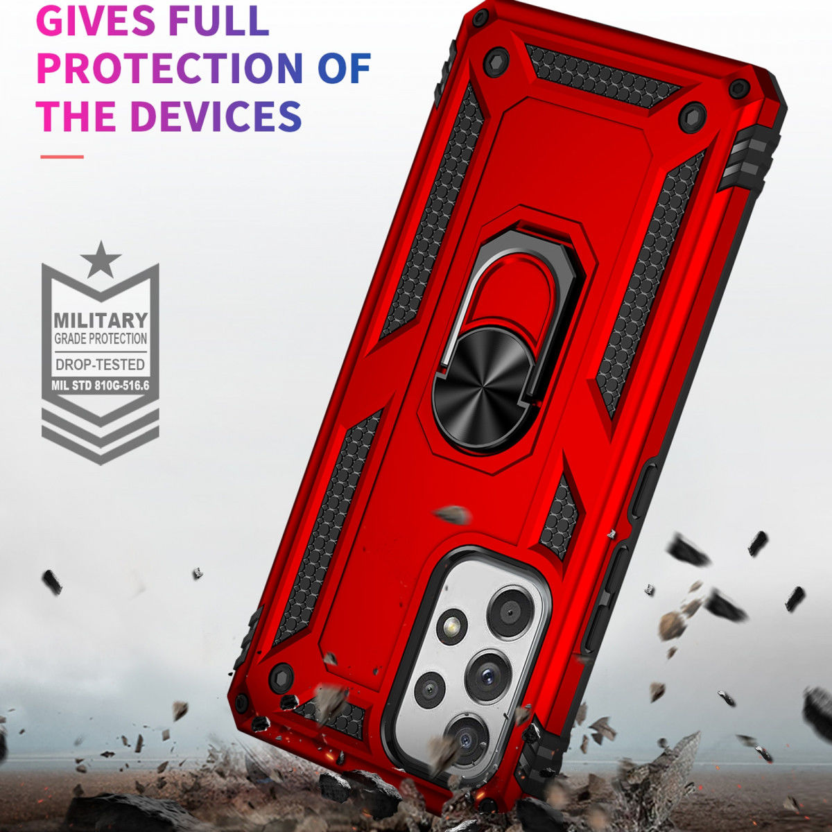 Samsung Galaxy A53 Hybride Hoesje met Kickstand Ring Rood afbeelding 4