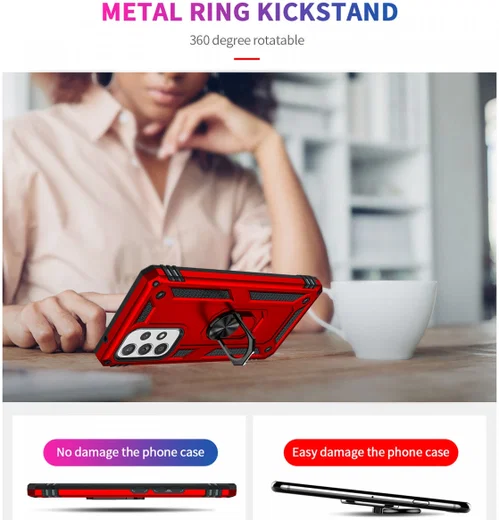 Samsung Galaxy A53 Hybride Hoesje met Kickstand Ring Rood afbeelding 5