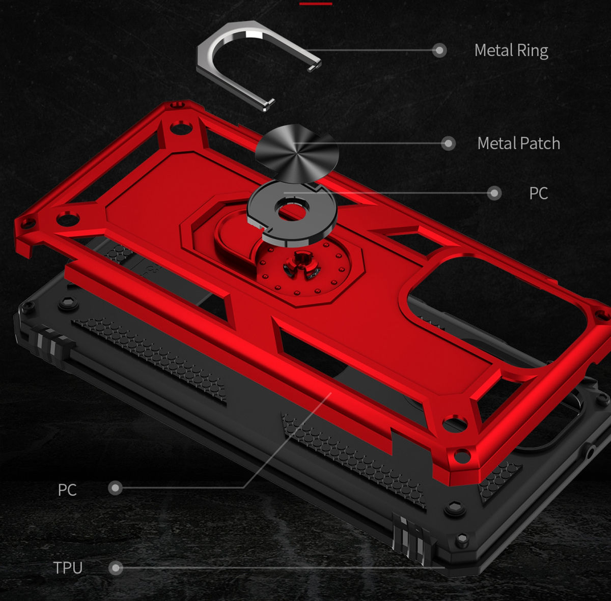 Samsung Galaxy A53 Hybride Hoesje met Kickstand Ring Rood afbeelding 6