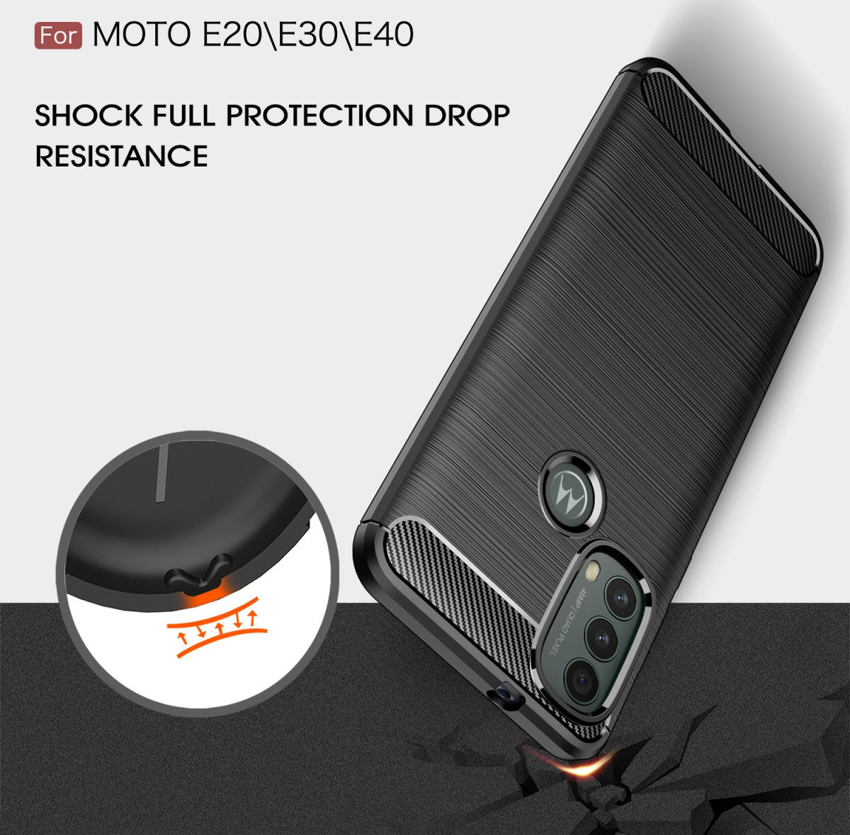 Motorola Moto E20 / E30 / E40 Hoesje Geborsteld TPU Back Cover Blauw afbeelding 4