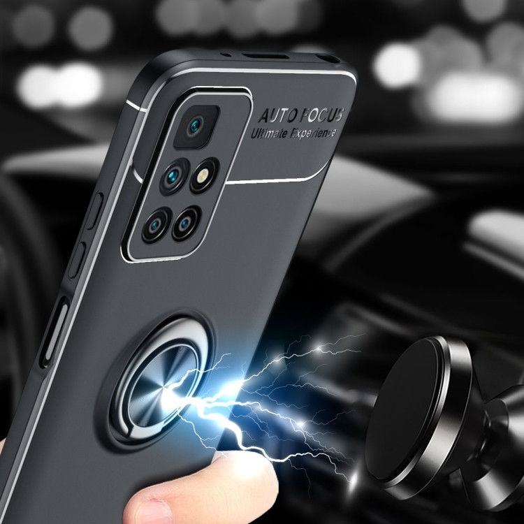 Xiaomi Redmi 10 Hoesje met Magnetische Kickstand Ring Zwart afbeelding 2