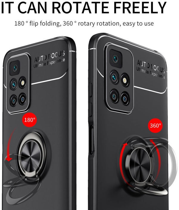Xiaomi Redmi 10 Hoesje met Magnetische Kickstand Ring Zwart afbeelding 5
