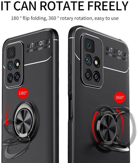 Xiaomi Redmi 10 Hoesje met Magnetische Kickstand Ring Zwart afbeelding 5