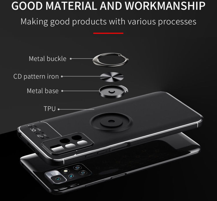 Xiaomi Redmi 10 Hoesje met Magnetische Kickstand Ring Zwart afbeelding 6