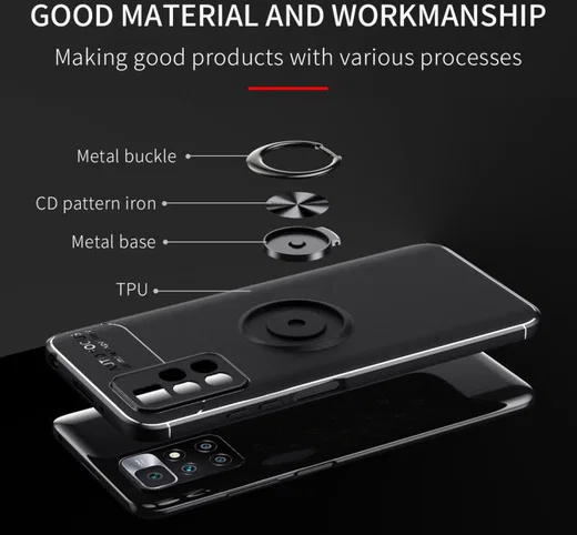 Xiaomi Redmi 10 Hoesje met Magnetische Kickstand Ring Zwart afbeelding 6
