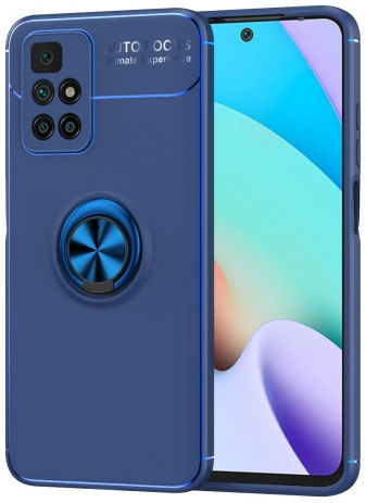 Xiaomi Redmi 10 Hoesje met Magnetische Kickstand Ring Blauw afbeelding 1