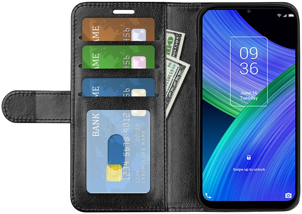 TCL 20 R 5G Hoesje Portemonnee Wallet Book Case Zwart afbeelding 1