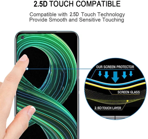 Realme 8 5G Screenprotector Tempered Glass Volledig Dekkend afbeelding 5