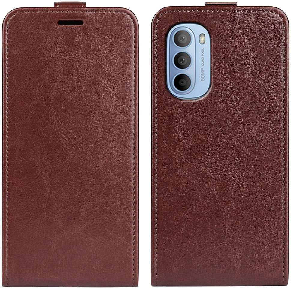 Motorola Moto G31 / G41 Hoesje Verticale Flip Wallet Case Bruin afbeelding 2