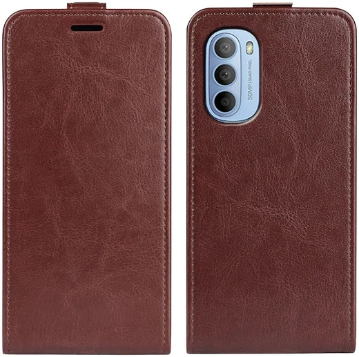 Motorola Moto G31 / G41 Hoesje Verticale Flip Wallet Case Bruin afbeelding 2