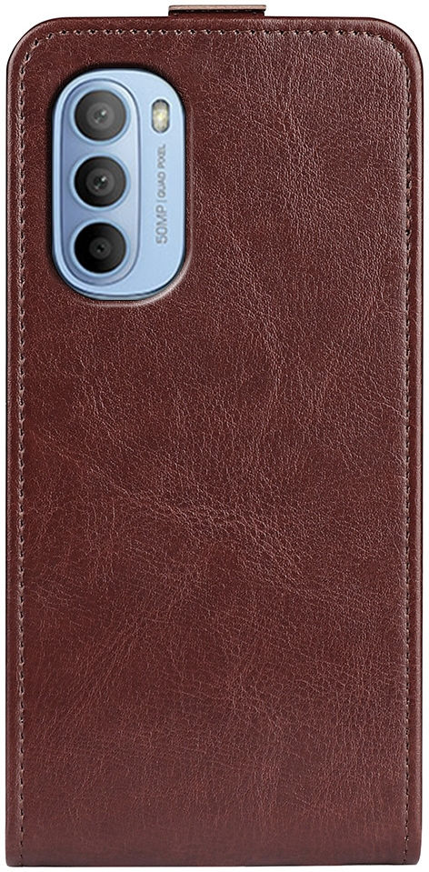 Motorola Moto G31 / G41 Hoesje Verticale Flip Wallet Case Bruin afbeelding 4