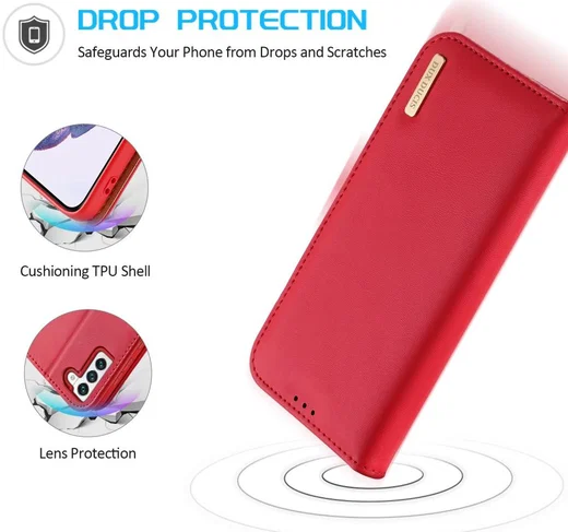 Dux Ducis Hivo Samsung Galaxy S22 Plus Hoesje RFID Book Case Rood afbeelding 4