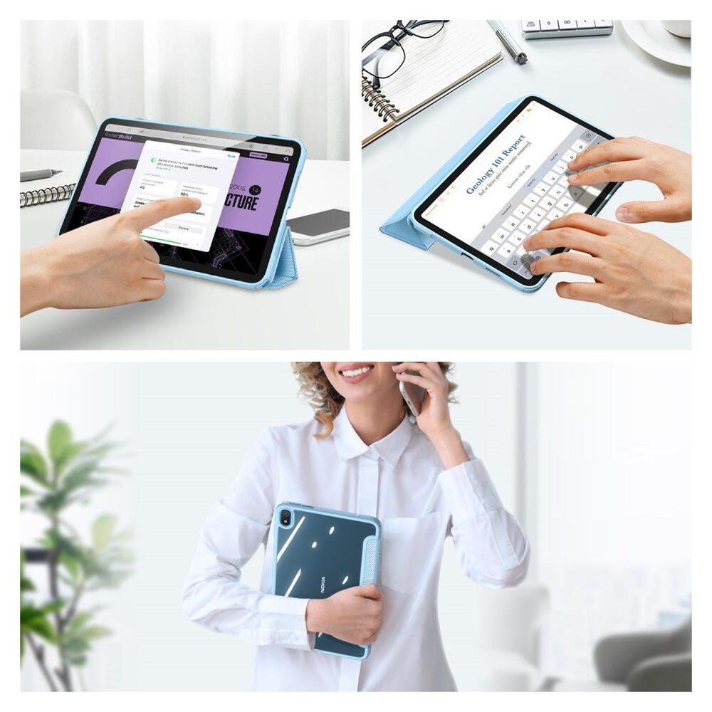 Dux Ducis Toby Series Nokia T20 Hoes Tri-Fold Book Case Blauw afbeelding 7