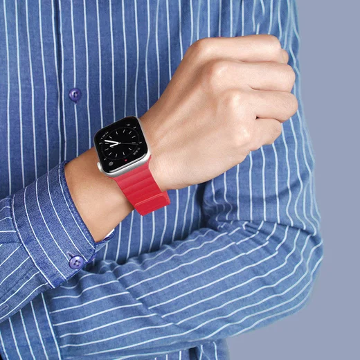 Dux Ducis Apple Watch Bandje - 1-10/SE - 38/40/41/42MM - Magneetsluiting - Rood afbeelding 2