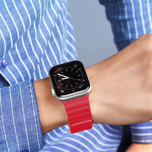 Dux Ducis Apple Watch Bandje - 1-10/SE - 38/40/41/42MM - Magneetsluiting - Rood afbeelding 4
