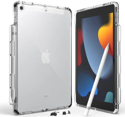 Ringke Fusion+ Apple iPad 10.2 Hoes Schokbestendig + Bumpers Wit/Zwart afbeelding 1