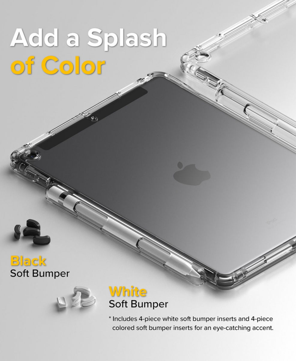 Ringke Fusion+ Apple iPad 10.2 Hoes Schokbestendig + Bumpers Wit/Zwart afbeelding 5