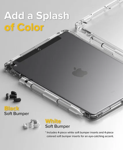 Ringke Fusion+ Apple iPad 10.2 Hoes Schokbestendig + Bumpers Wit/Zwart afbeelding 5