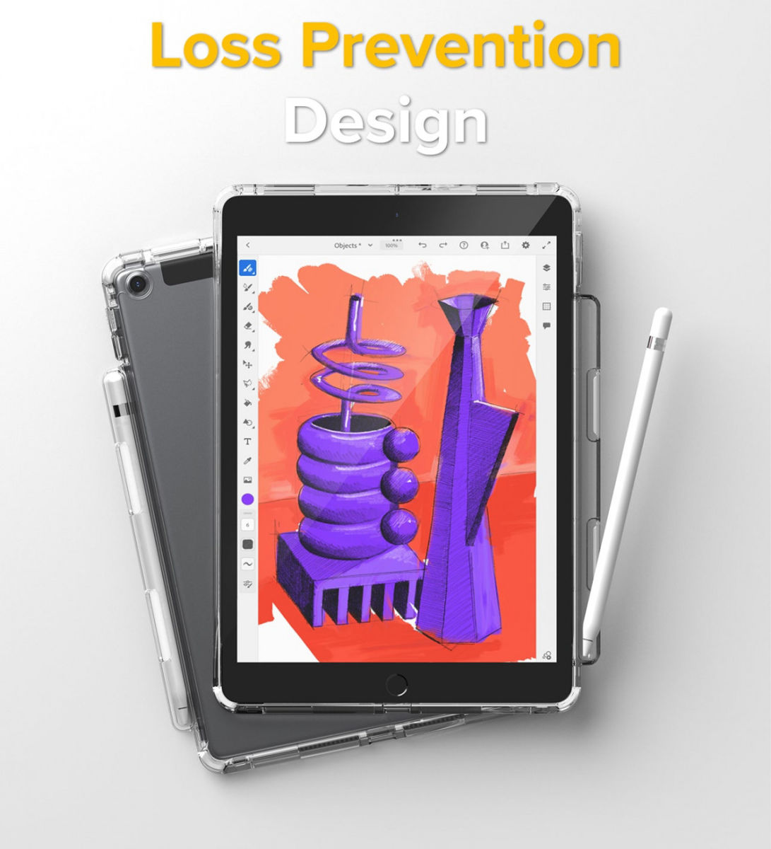 Ringke Fusion+ Apple iPad 10.2 Hoes Schokbestendig + Bumpers Wit/Zwart afbeelding 7