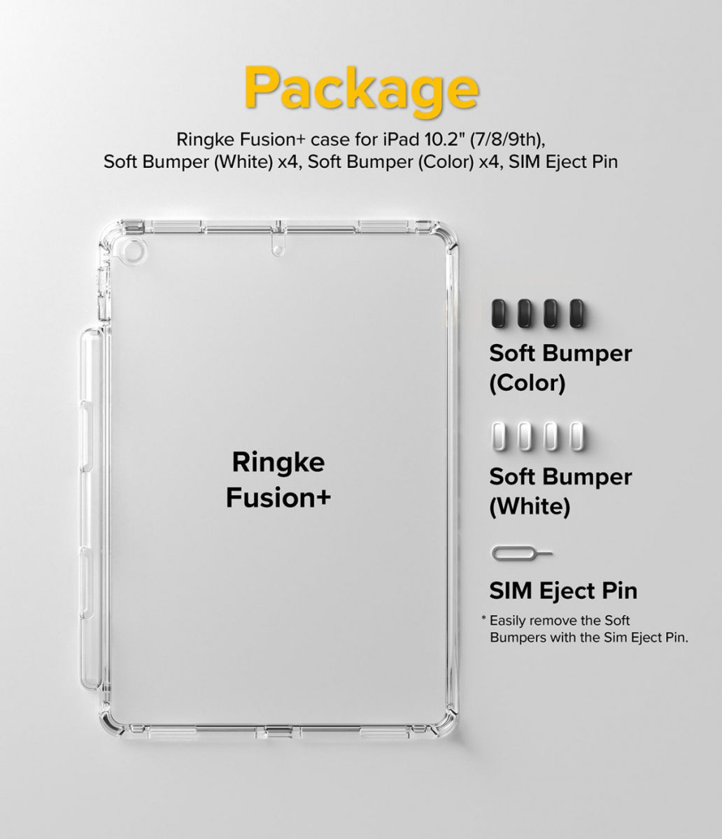Ringke Fusion+ Apple iPad 10.2 Hoes Schokbestendig + Bumpers Wit/Zwart afbeelding 10
