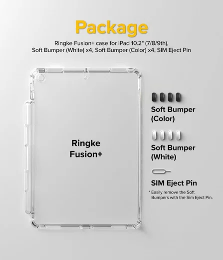 Ringke Fusion+ Apple iPad 10.2 Hoes Schokbestendig + Bumpers Wit/Zwart afbeelding 10