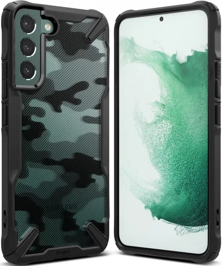 Ringke Fusion X Samsung Galaxy S22 Plus Hoesje Camo Zwart afbeelding 1