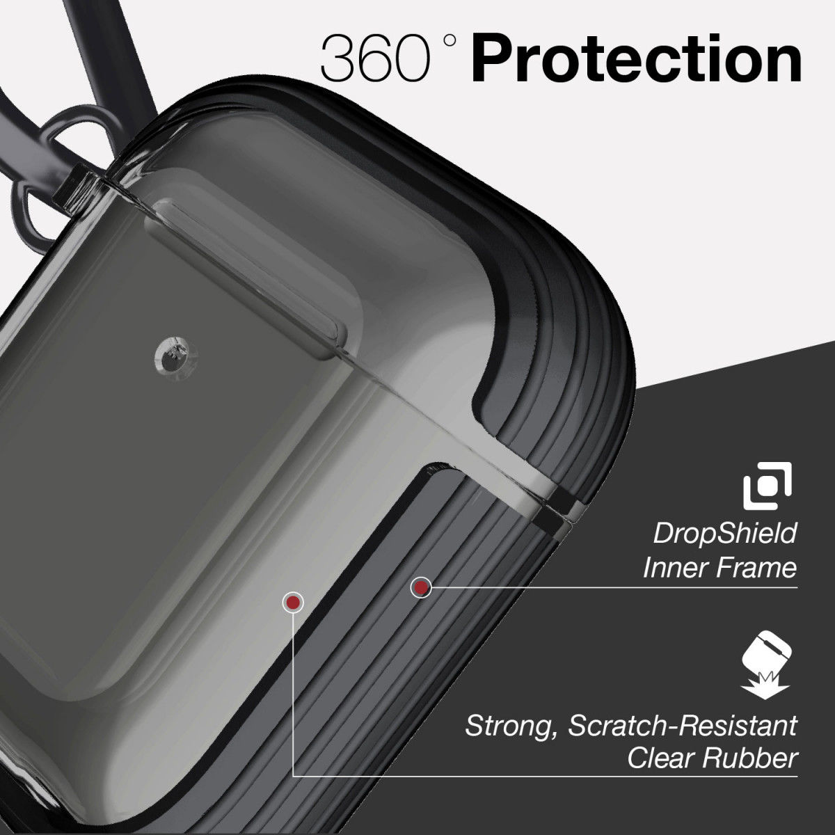 Raptic Clear Apple AirPods Hoesje Smoke Black afbeelding 5