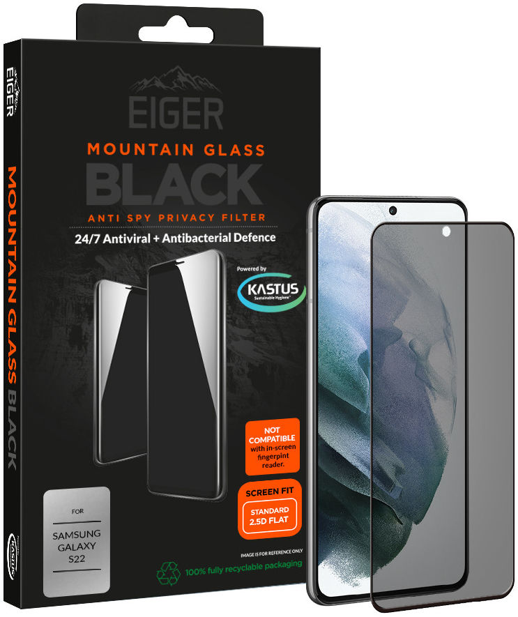 Eiger Samsung Galaxy S22 Screen Protector Privacy Tempered Glass afbeelding 1