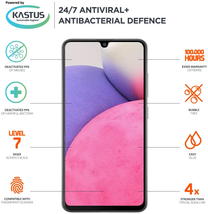 Eiger Ultra Samsung Galaxy A33 Tempered Glass Antibacterieel Plat afbeelding 3