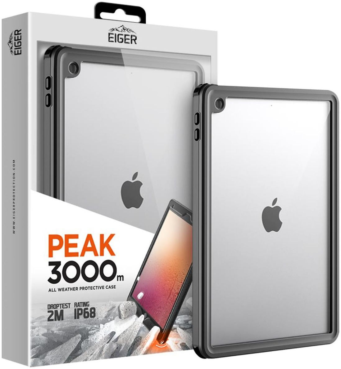 Eiger Peak 3000m iPad 10.2 (2019/2020/2021) Hoes Full Protect Zwart afbeelding 1