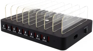 Universeel 96W Oplaad Station 8 Poort USB Oplader Zwart